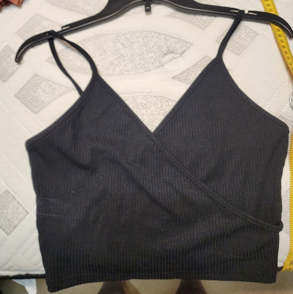 Large black wrap crop top item 25